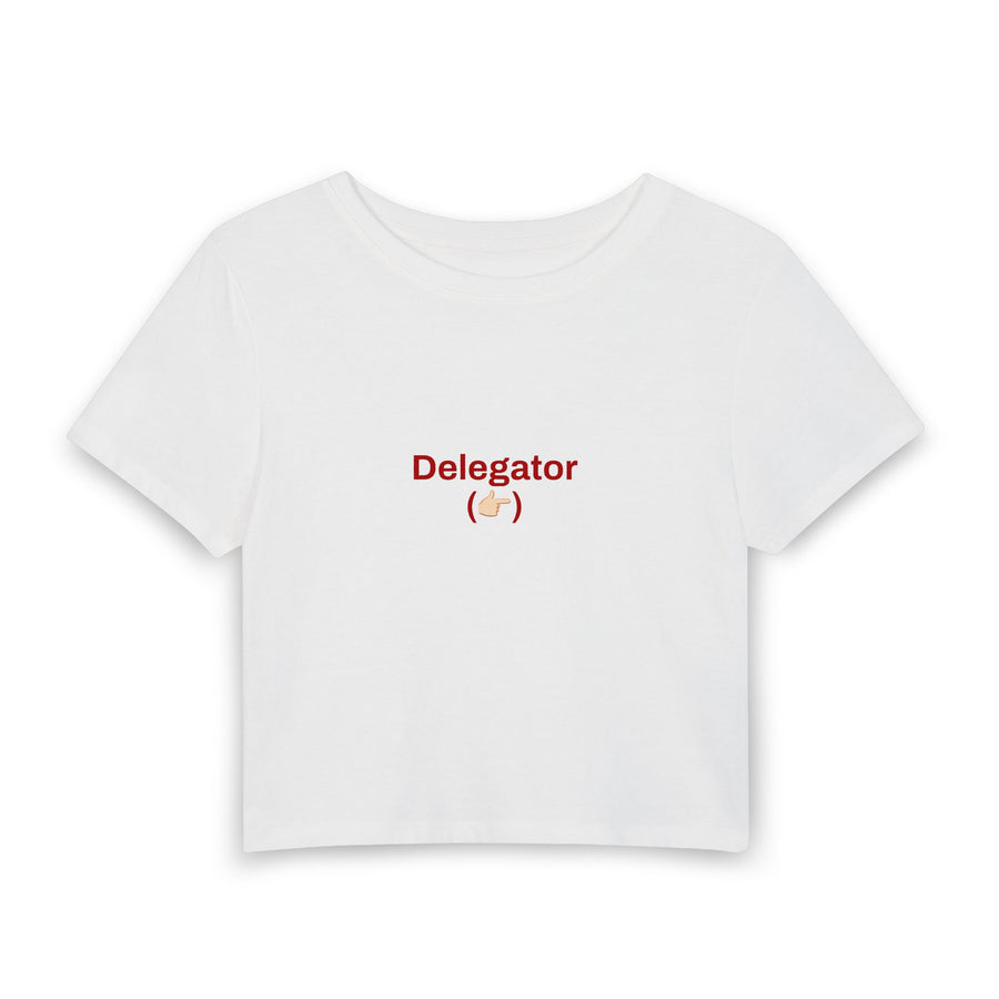 "Delegator" Couples Shirt [Female Baby Tee - White]