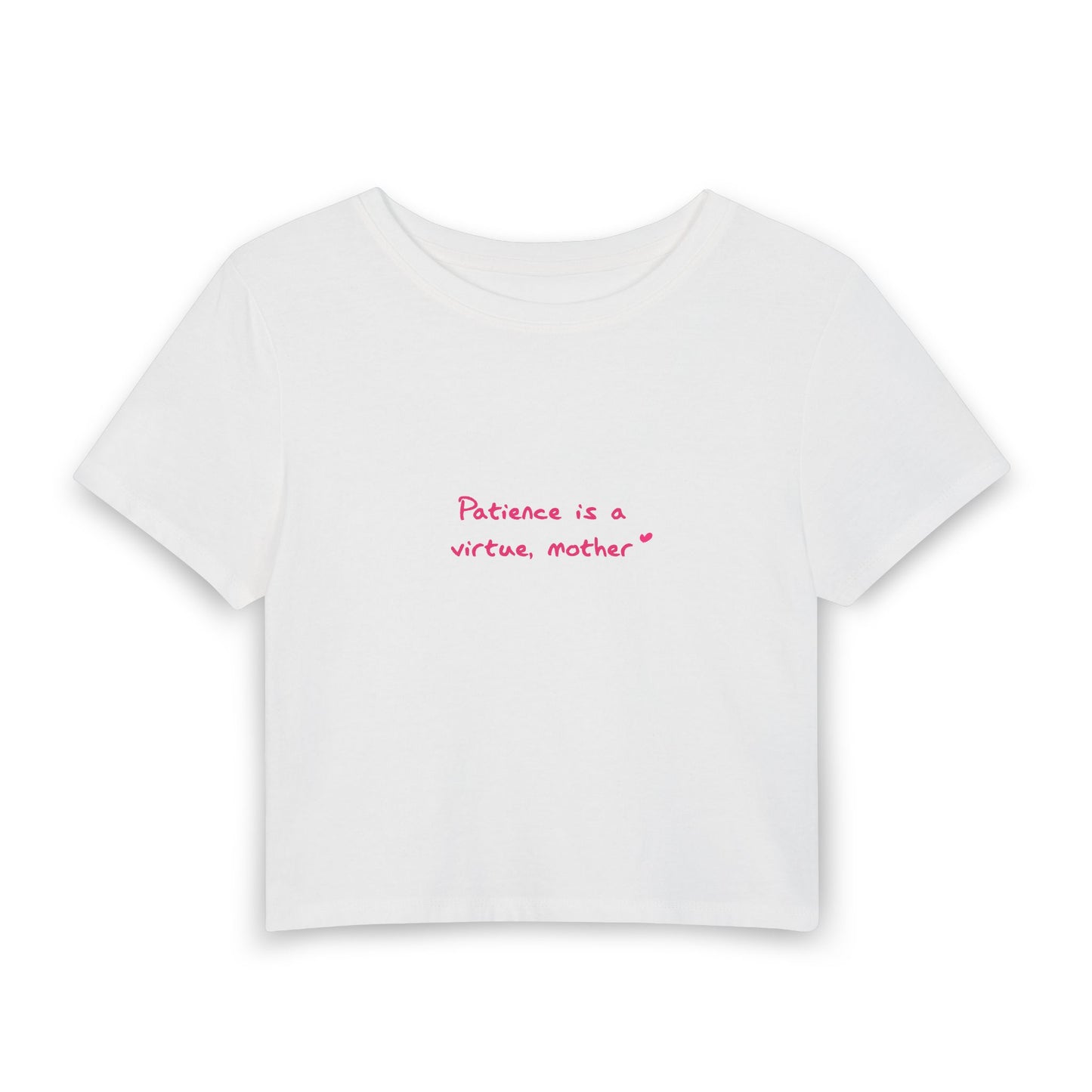 Baby Shu Says "Patience is a virtue, mother" [Baby Tee - White - Baby Font]